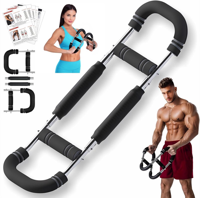 Rhewatin Twister Arm Trainer, Adjustable Resistance Chest Workout Equipment for Men Women, Forearm Biceps Tricep Chest Thigh Exerciser, Portable Spring Home Workout Bar - Image 1